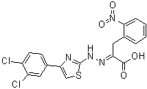 structure of CAS# 315706-13-9, alpha-[2-[4-(3,4-二氯苯基)-2-噻唑基]亚肼基]-2-硝基苯丙酸