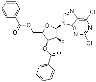 structure of CAS# 329187-80-6, 2,6-二氯-9-(3,5-二-O-苯甲酰基-2-脱氧-2-氟-D-阿拉伯呋喃糖基)-9H-嘌呤