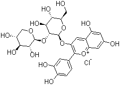 structure of CAS# 33012-73-6, 氯化接骨木花色素甙