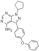 structure of CAS# 330786-25-9, 4-Amino-1-cyclopentyl-3-(4-phenoxyphenyl)-1H-pyrazolo[3,4-d]pyrimidine