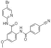 CAS 登录号：330942-11-5, N-(5-溴-2-吡啶基)-2-[(4-氰基苯甲酰基)氨基]-5-甲氧基苯甲酰胺