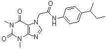 structure of CAS# 332117-28-9, 1,2,3,6-四氢-1,3-二甲基-N-[4-(1-甲基丙基)苯基]-2,6-二氧代-7H-嘌呤-7-乙酰胺