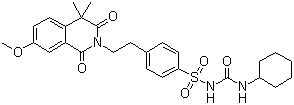 CAS 登录号：33342-05-1, 格列喹酮, 3-环己基-1-[4-[2-(3,4-二氢-7-甲氧基-4,4-二甲基-1,3-双氧基-2-(1H)-异喹啉基)-乙基]苯基]磺酰基-脲