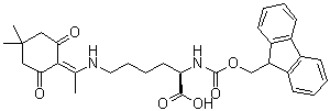 structure of CAS# 333973-51-6, N6-[1-(4,4-Dimethyl-2,6-dioxocyclohexylidene)ethyl]-N2-[(9H-fluoren-9-ylmethoxy)carbonyl]-D-lysine