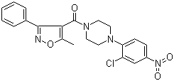 structure of CAS# 341001-38-5, [4-(2-Chloro-4-nitrophenyl)-1-piperazinyl](5-methyl-3-phenyl-4-isoxazolyl)methanone