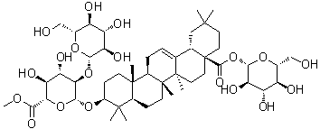 CAS # 34291-22-0, Chikusetsusaponin V methyl ester, (3beta)-28-(beta-D-Glucopyranosyloxy)-28-oxoolean-12-en-3-yl 2-O-beta-D-glucopyranosyl-beta-D-glucopyranosiduronic acid methyl ester