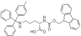structure of CAS# 343770-23-0, N2-[(9H-Fluoren-9-ylmethoxy)carbonyl]-N5-[(4-methylphenyl)diphenylmethyl]-L-ornithine