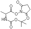 structure of CAS# 34404-33-6, N-[(1,1-Dimethylethoxy)carbonyl]-D-alanine 2,5-dioxo-1-pyrrolidinyl ester