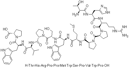 CAS 登录号：344618-30-0, L-苏氨酰-L-组氨酰-L-精氨酰-L-脯氨酰-L-脯氨酰-L-蛋氨酰-L-色氨酰-L-丝氨酰-L-脯氨酰-L-缬氨酰-L-色氨酰-L-脯氨酸