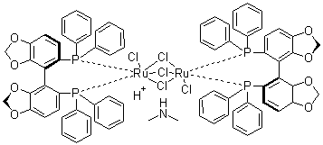 CAS # 346457-41-8, Dimethylammonium dichlorotri(mu-chloro)bis[(R)-(+)-5,5'-bis(diphenylphosphino)-4,4'-bi-1,3-benzodioxole]diruthenate(II)