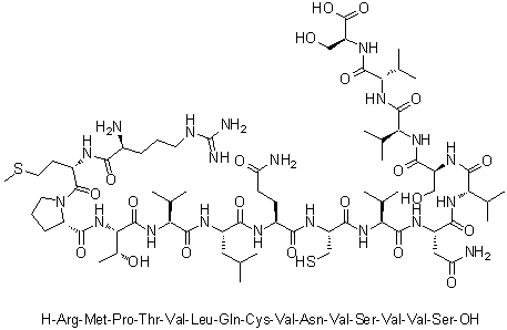 CAS # 350473-77-7, L-Arginyl-L-methionyl-L-prolyl-L-threonyl-L-valyl-L-leucyl-L-glutaminyl-L-cysteinyl-L-valyl-L-asparaginyl-L-valyl-L-seryl-L-valyl-L-valyl-L-serine