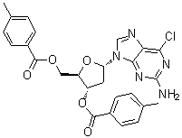 6-Chloro-9-[2-deoxy-3,5-bis-O-(4-methylbenzoyl)-beta-D-erythro-pentofuranosyl]-9H-purin-2-amine molecular structure (CAS 35095-93-3)