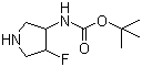 structure of CAS# 351369-12-5, tert-Butyl (4-fluoro-3-pyrrolidinyl)carbamate