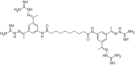 CAS # 352513-83-8, Semapimod, N,N'-Bis[3,5-bis[1-[(aminoiminomethyl)hydrazono]ethyl]phenyl]decanediamide