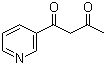 CAS # 3594-37-4, 1-(3-Pyridyl)-1,3-butanedione, 1-(Pyridin-3-yl)butane-1,3-dione, 1-Nicotinoylacetone, NSC 174282, Nicotinoylacetone