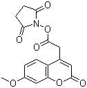 structure of CAS# 359436-89-8, 7-Methoxy-4-coumarinylacetic acid N-succinimidyl ester