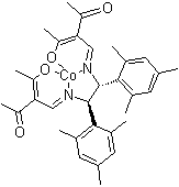 CAS 登录号：361346-80-7, (1R,2R)-N,N'-二(2-乙酰基-3-氧代-2-丁烯亚基)-1,2-二均三甲苯基乙二胺合钴(II)