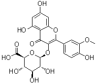 CAS # 36687-76-0, Isorhamnetin 3-O-beta-glucuronide1344031-26-0, 5,7-Dihydroxy-2-(4-hydroxy-3-methoxyphenyl)-4-oxo-4H-1-benzopyran-3-yl beta-D-glucopyranosiduronic acid