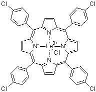 CAS # 36965-70-5, [5,10,15,20-Tetrakis(p-chlorophenyl)porphinato]iron(III) chloride, Chloro(tetrakis(4-chlorophenyl)porphyrinato)iron, Chloro[meso-tetrakis(p-chlorophenyl)porphyrinato]iron, Fe(TCP)Cl