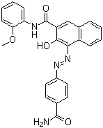 CAS # 36968-27-1, Pigment Red 266, 4-[[4-(Aminocarbonyl)phenyl]azo]-3-hydroxy-N-(2-methoxyphenyl)naphthalene-2-carboxamide