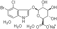 structure of CAS# 370100-64-4, 5-溴-4-氯-1H-吲哚-3-基 beta-D-葡萄糖苷酸钠盐水合物
