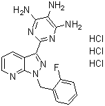 structure of CAS# 370879-46-2, 2-[1-[(2-Fluorophenyl)methyl]-1H-pyrazolo[3,4-b]pyridin-3-yl]-4,5,6-pyrimidinetriamine trihydrochloride