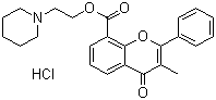 CAS # 3717-88-2, Flavoxate hydrochloride, 3-Methyl-4-oxo-2-phenyl-4H-1-benzopyran-8-carboxylic acid 2-(1-piperidinyl)ethyl ester hydrochloride