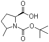 CAS # 374929-20-1, (2S)-N-Boc-5-methylpyrrolidine-2-carboxylic acid, (2S)-1-(tert-Butoxycarbonyl)-5-methylpyrrolidine-2-carboxylic acid, (2S)-5-Methyl-1,2-pyrrolidinedicarboxylic acid 1-(1,1-dimethylethyl) ester