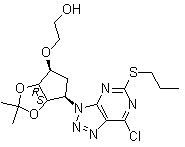 CAS 登录号：376608-75-2, 2-[[(3aR,4S,6R,6aS)-6-[7-氯-5-(丙硫基)-3H-1,2,3-三氮唑并[4,5-d]嘧啶-3-基]四氢-2,2-二甲基-4H-环戊烯并-1,3-二恶茂-4-基]氧基]乙醇