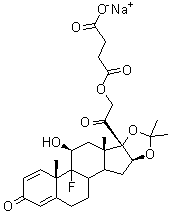 CAS # 3826-86-6, 9-Fluoro-11beta,16alpha,17,21-tetrahydroxy-pregna-1,4-diene-3,20-dione cyclic 16,17-acetal with acetone 21-(hydrogen succinate) sodium salt