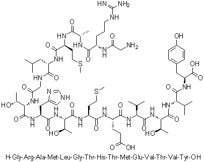 CAS # 384823-96-5, Glycyl-L-arginyl-L-alanyl-L-methionyl-L-leucylglycyl-L-threonyl-L-histidyl-L-threonyl-L-methionyl-L-alpha-glutamyl-L-valyl-L-threonyl-L-valyl-L-tyrosine
