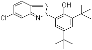 structure of CAS# 3864-99-1, 2-(2'-Hydroxy-3',5'-di-tert-butylphenyl)-5-chlorobenzotriazole
