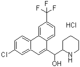 CAS 登录号：38644-10-9, alpha-[2-氯-6-(三氟甲基)-9-菲基]-2-哌啶甲醇盐酸盐