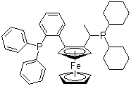 structure of CAS# 388079-60-5, (1R)-1-[(1R)-1-(二环己基膦)乙基]-2-[2-(二苯基膦)苯基]二茂铁