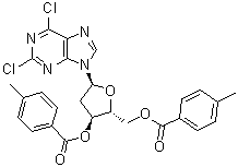 structure of CAS# 38925-80-3, 2,6-二氯-9-(3,5-二-O-对甲苯甲酰基-2-脱氧-beta-D-赤式-呋喃戊糖基)嘌呤