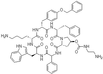 CAS # 396091-73-9, Pasireotide, Cyclo[(2S)-2-phenylglycyl-D-tryptophyl-L-lysyl-O-(phenylmethyl)-L-tyrosyl-L-phenylalanyl-(4R)-4-[[[(2-aminoethyl)amino]carbonyl]oxy]-L-prolyl], SOM 230, SOM 320