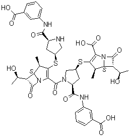 CAS 登录号：402955-37-7, (4R,5S,6S)-3-[[(3S,5S)-5-[[(3-羧基苯基)氨基]羰基]-1-[[(4R,5S,6S)-3-[[(3S,5S)-5-[[(3-羧基苯基)氨基]羰基]-3-吡咯烷基]硫基]-6-[(1R)-1-羟基乙基]-4-甲基-7-氧代-1-氮杂双环[3.2.0]庚-2-烯-2-基]羰基]-3-吡咯烷基]硫基]-6-[(1R)-1-羟基乙基]-4-甲基-7-氧代-1-氮杂双环[3.2.0]庚-2-烯-2-羧酸