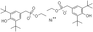 CAS # 40451-46-5, P-[[3,5-Bis(tert-butyl)-4-hydroxyphenyl]methyl]phosphonic acid monoethyl ester nickel salt