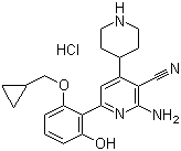 structure of CAS# 406209-26-5, 2-氨基-6-[2-(环丙基甲氧基)-6-羟基苯基]-4-(4-哌啶基)-3-吡啶甲腈盐酸盐