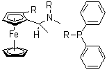 structure of CAS# 406681-09-2, (1S)-1-(二苯基膦基)-2-[(1S)-1-[(二苯基膦基)甲基氨基]乙基]二茂铁