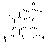 structure of CAS# 407581-83-3, 9-(3,6-二羧基-2,5-二氯苯基)-3,6-二(二甲基氨基)呫吨鎓内盐