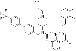 CAS # 412950-27-7, Goxalapladib, 2-[2-(2,3-Difluorophenyl)ethyl]-N-[1-(2-methoxyethyl)-4-piperidinyl]-4-oxo-N-[[4'-(trifluoromethyl)[1,1'-biphenyl]-4-yl]methyl]-1,8-naphthyridine-1(4H)-acetamide