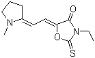 CAS 登录号：41504-26-1, 3-乙基-5-[2-(1-甲基吡咯烷-2-亚基)乙亚基]-2-硫酮恶唑烷-4-酮