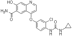 CAS # 417717-04-5, 4-[3-Chloro-4-[[(cyclopropylamino)carbonyl]amino]phenoxy]-7-hydroxy-6-quinolinecarboxamide