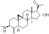 CAS # 4236-73-1, Buxtamine, Buxtauine M, Cyclobuxoxine, Cyclomicrobuxinine, (3beta,5alpha,16alpha)-16-Hydroxy-14-methyl-3-(methylamino)-4-methylene-9,19-cyclopregnan-20-one