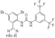 CAS # 426834-69-7, N-[3,5-Bis(trifluoromethyl)phenyl]-N'-[2,4-dibromo-6-(2H-tetrazol-5-yl)phenyl]urea, NS 5806