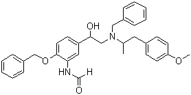 CAS # 43229-70-5, N,O-Dibenzylated formoterol, N-[5-[1-Hydroxy-2-[[2-(4-methoxyphenyl)-1-methylethyl](phenylmethyl)amino]ethyl]-2-(phenylmethoxy)phenyl]-formamide