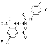 structure of CAS# 436133-68-5, N-(3-氯-4-甲基苯基)-2-[2,6-二硝基-4-(三氟甲基)苯基]肼基硫代甲酰胺