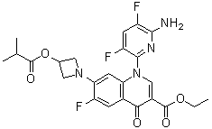 CAS # 442526-91-2, Ethyl 1-(6-amino-3,5-difluoropyridin-2-yl)-6-fluoro-7-[3-(isobutyryloxy)azetidin-1-yl]-4-oxo-1,4-dihydroquinoline-3-carboxylate