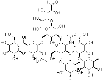 CAS # 443361-17-9, O-6-Deoxy-alpha-L-galactopyranosyl-(1→2)-O-beta-D-galactopyranosyl-(1→3)-O-[6-deoxy-alpha-L-galactopyranosyl-(1→4)]-O-2-(acetylamino)-2-deoxy-beta-D-glucopyranosyl-(1→3)-O-[O-beta-D-galactopyranosyl-(1→4)-2-(acetylamino)-2-deoxy-beta-D-glucopyranosyl-(1→6)]-O-beta-D-galactopyranosyl-(1→4)-D-glucose, Difucosyllacto-N-hexaose c